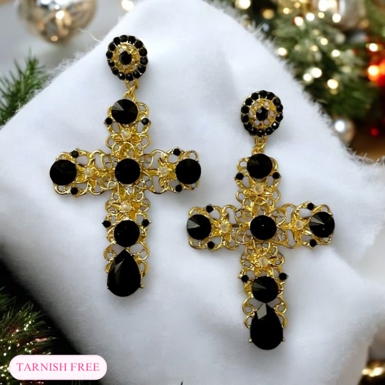 Midnight Cross Earrings