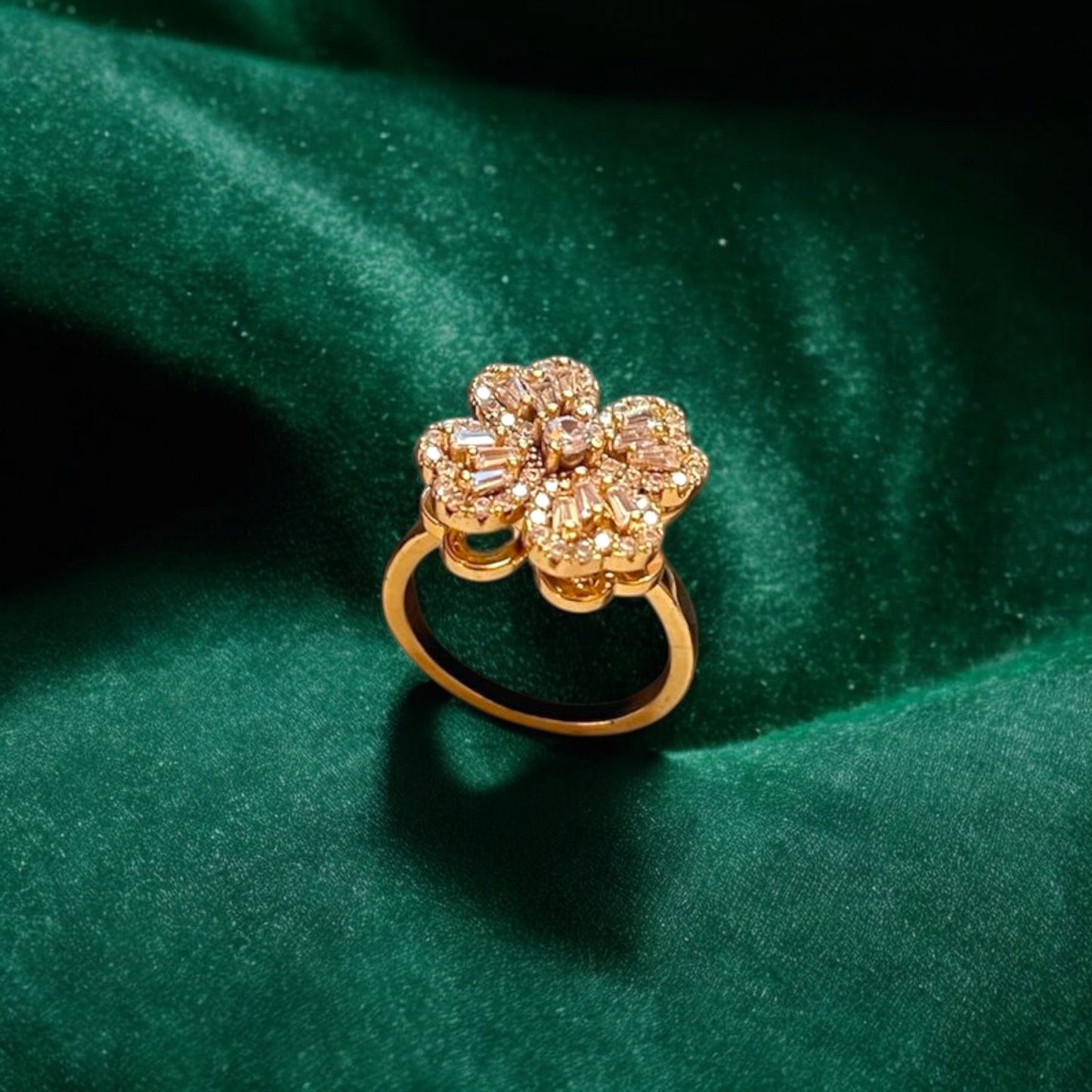 Golden Blossom Rotating Ring