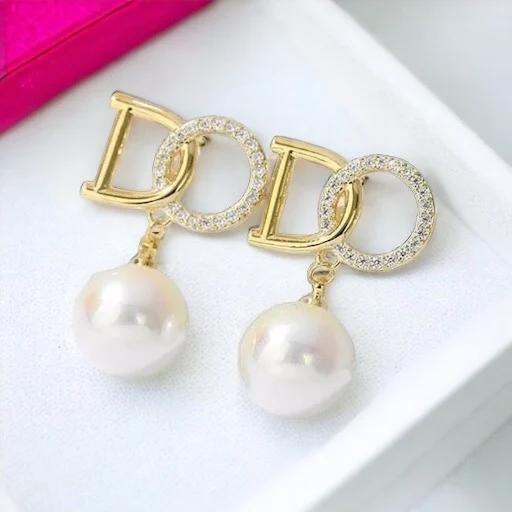 Golden Pearl Hanging Earrings