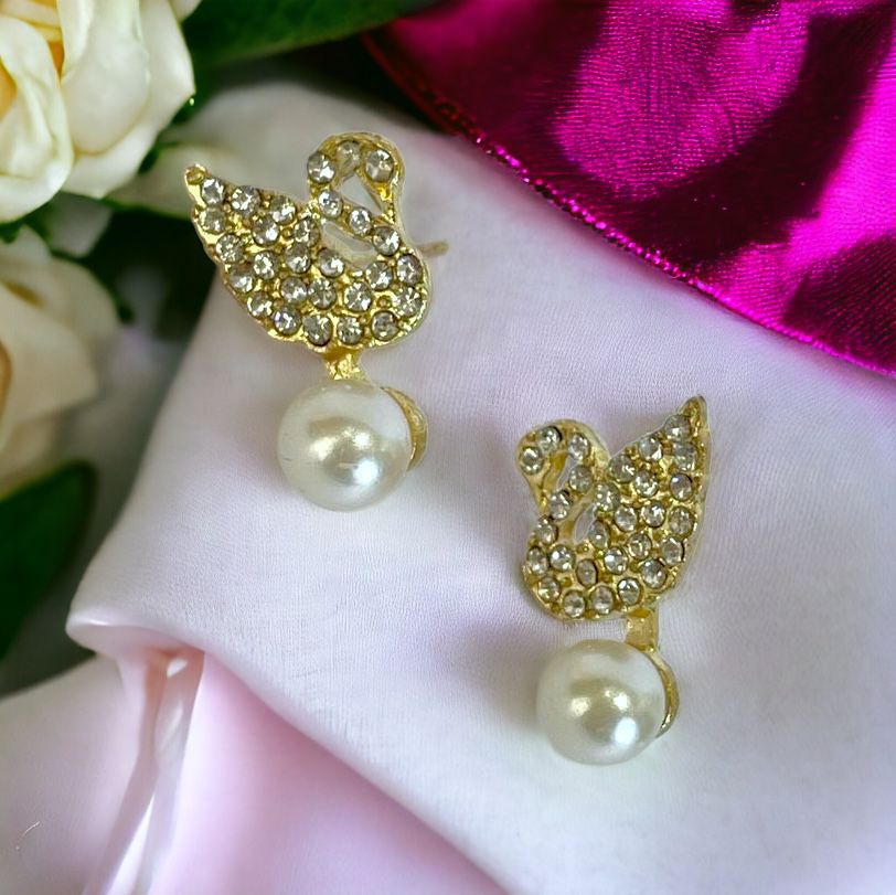 Flamingo Silver Studded Earrings