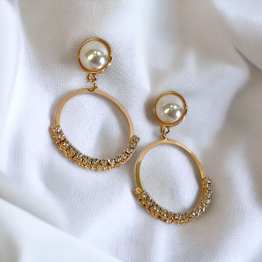 Pearl Hoops Danglers