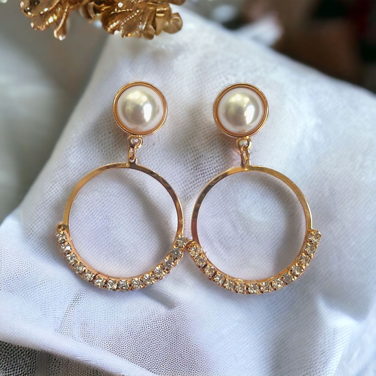 Pearl Hoops Danglers